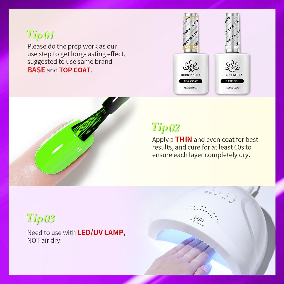 Born Pretty Neon Gel Nail Polish set with nail art tools