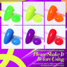 Born Pretty Neon Gel Nail Polish vibrant colours display
