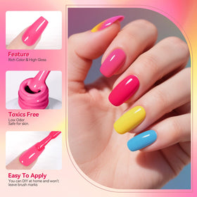 Born Pretty Neon Gel Polish Set displayed with nail art accessories