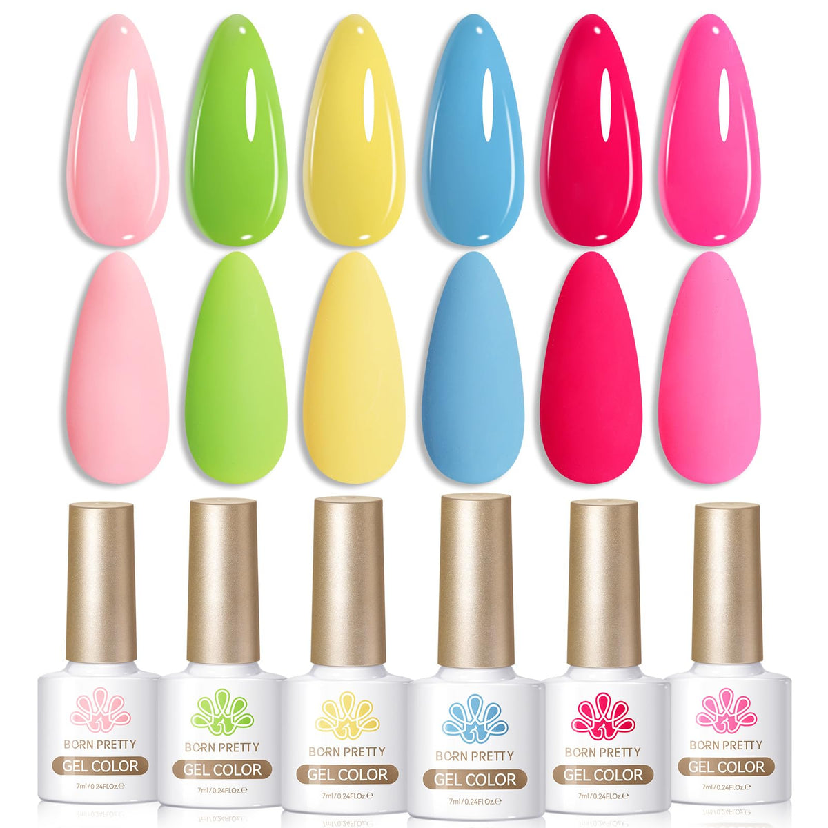 Born Pretty Neon Gel Polish Set with vibrant candy colours