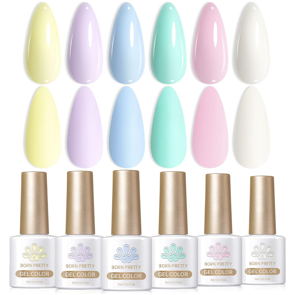 Born Pretty Pastel Gel Nail Polish Gift Set with 6 bottles in various colours