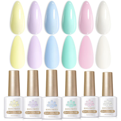 Born Pretty Pastel Gel Nail Polish Gift Set with 6 bottles in various colours