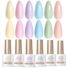 Born Pretty Pastel Gel Nail Polish Set with 6 bottles front view