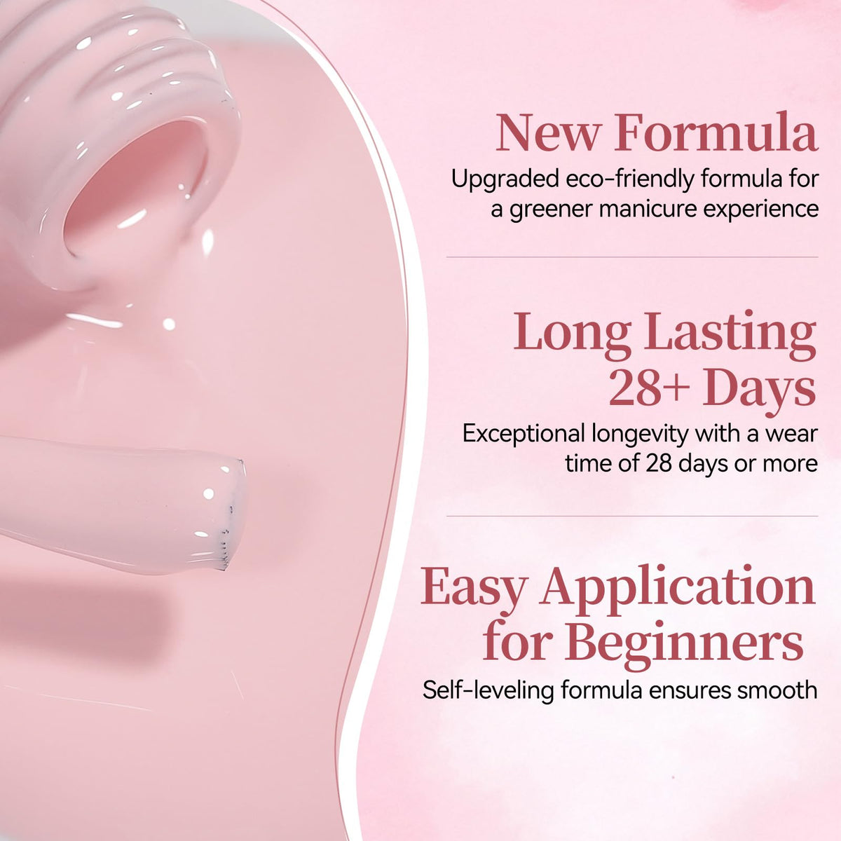 Born Pretty pastel pink gel polish bottles with a glossy finish