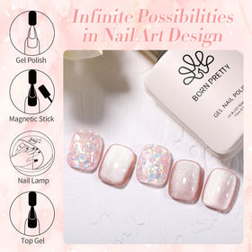 Born Pretty Pink Cat Magnetic Eye Gel Nail Polish applied on nails