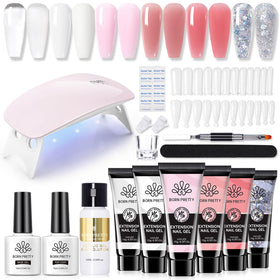 Born Pretty Poly Nail Extension Gel Kit with all components displayed