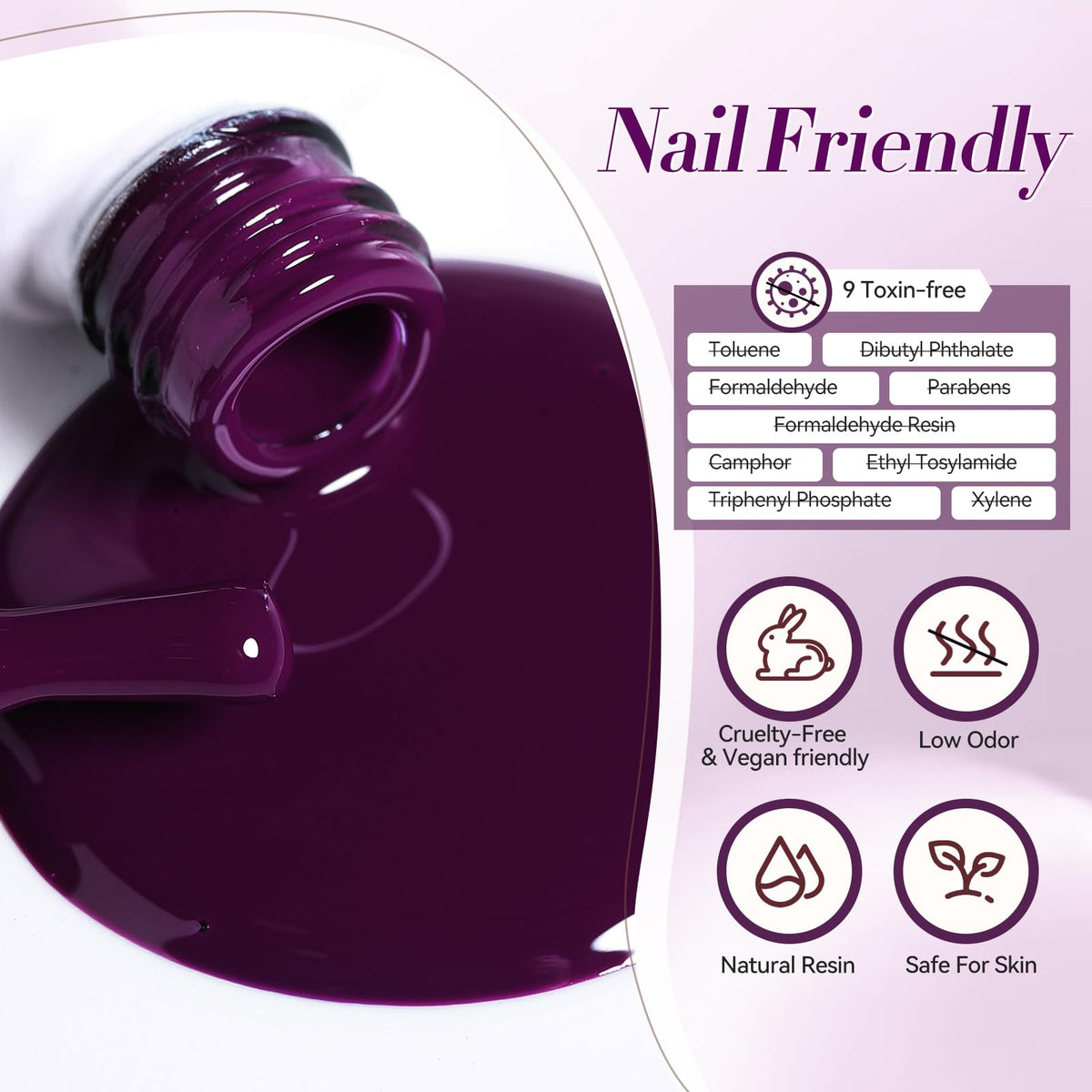 Born Pretty Purple Gel Nail Polish 15mL close-up of glitter finish