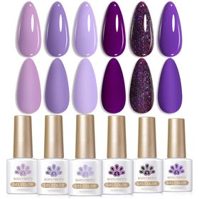 Born Pretty Purple Gel Nail Polish 15mL front view with glitter