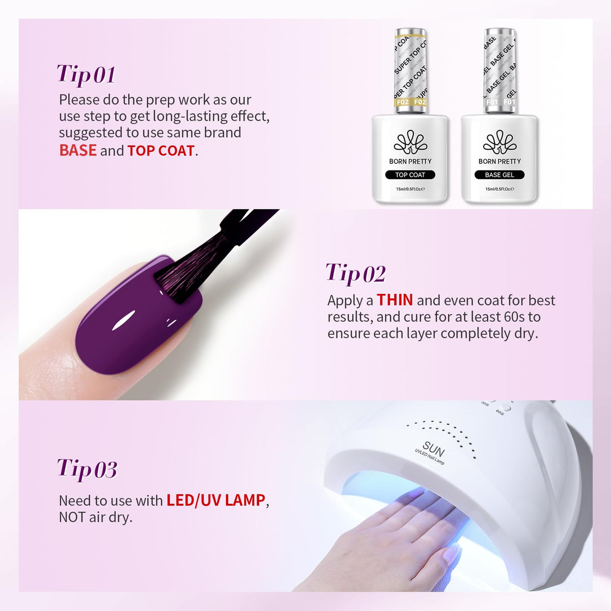 Born Pretty Purple Gel Nail Polish 15mL in a nail art setup