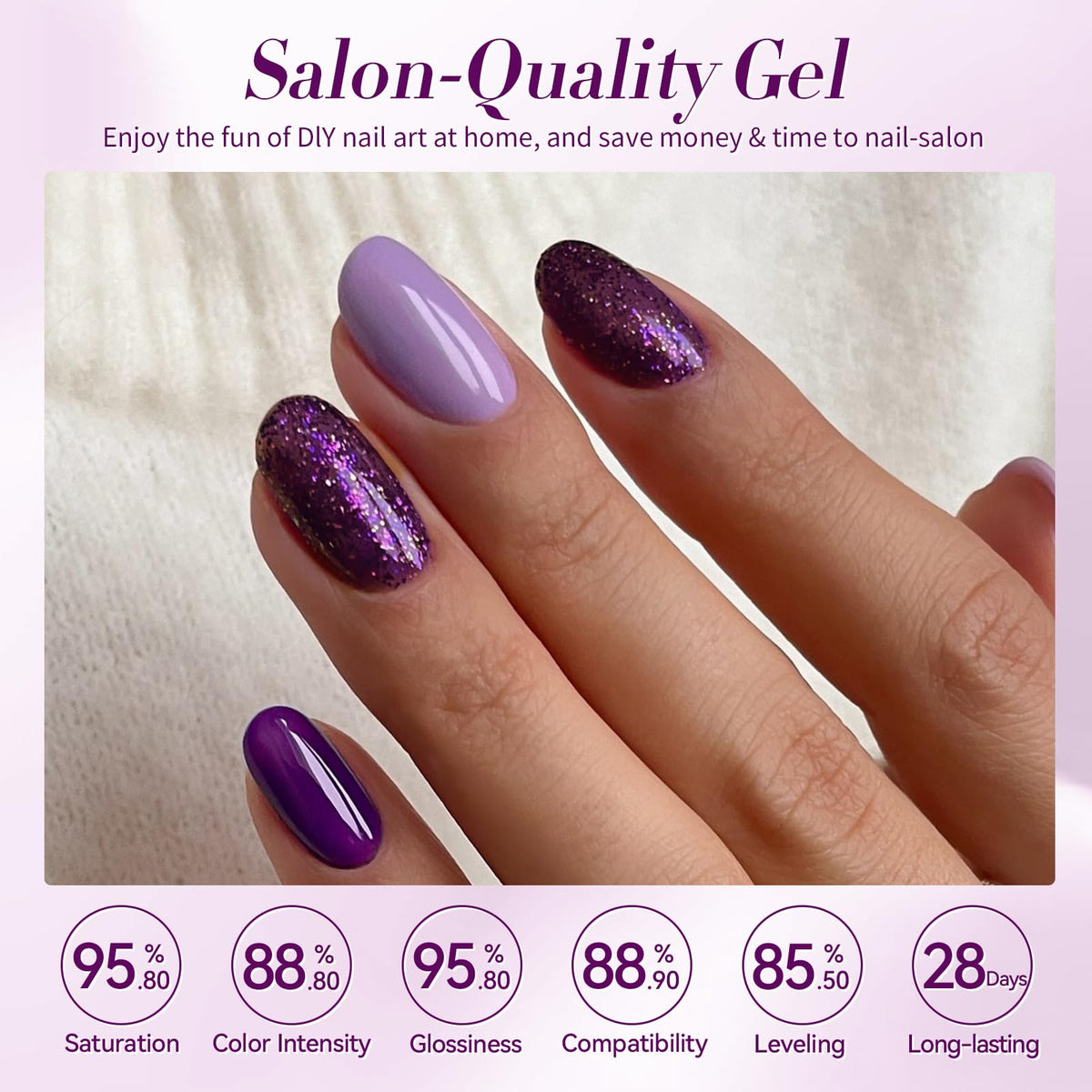 Born Pretty Purple Gel Nail Polish 15mL swatch on nail