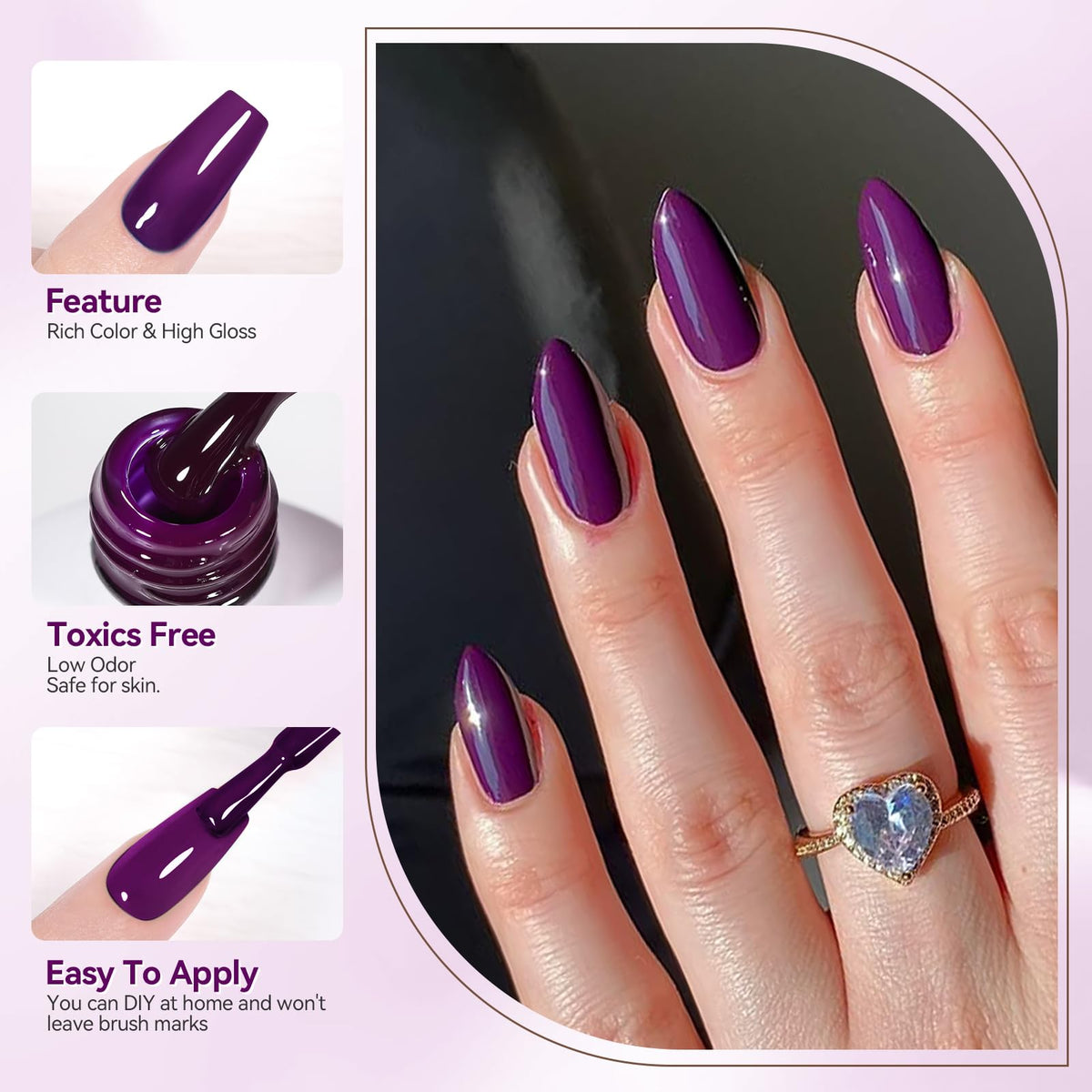 Born Pretty Purple Gel Nail Polish 15mL with autumn-themed nail art