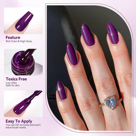 Born Pretty Purple Gel Nail Polish 15mL with autumn-themed nail art