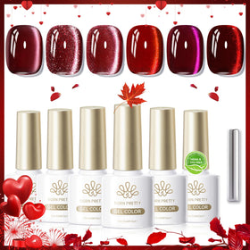 Born Pretty Red Cat Magnetic Eye Gel Nail Polish in application process