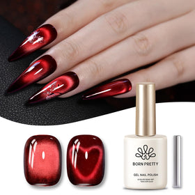 Born Pretty Red Cat Magnetic Eye Gel Nail Polish with nail art tools