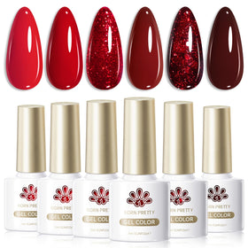 Born Pretty Red Gel Nail Polish Set with six 7ml bottles