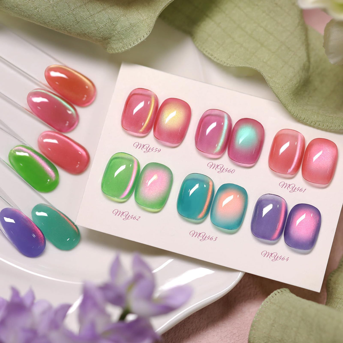 Born Pretty Spring Cat Magnetic Eye Gel Polish Set with 6 pastel colours