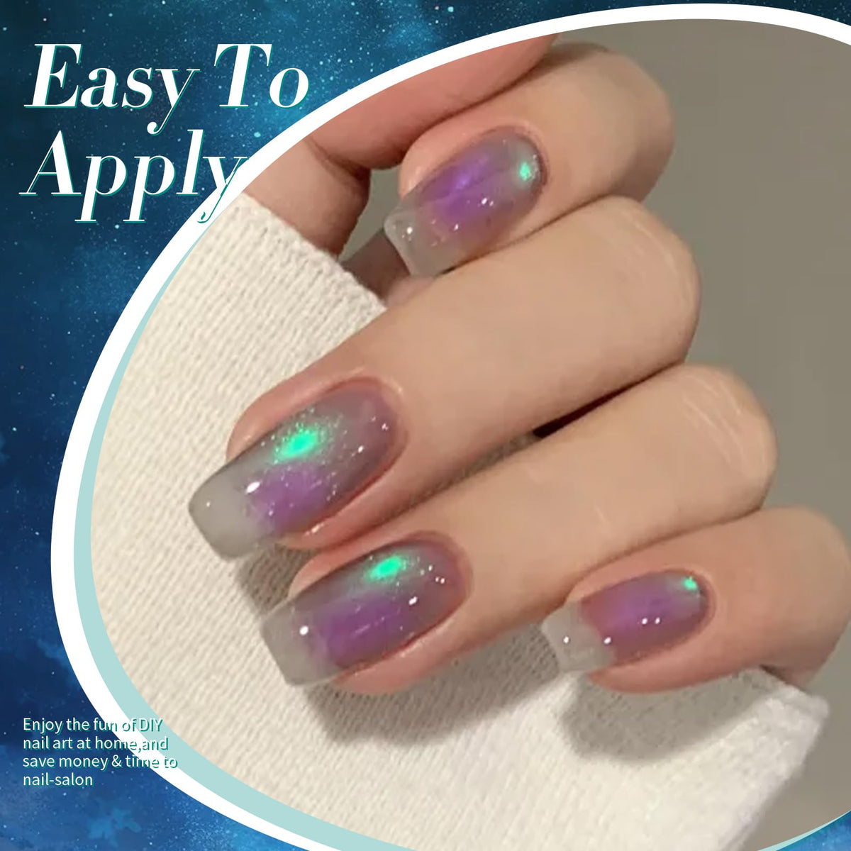 Born Pretty Sway Sea Gel Nail Polish in different lighting