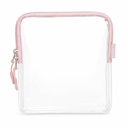 BORSALI Clear Toiletry Bag front view in rose color