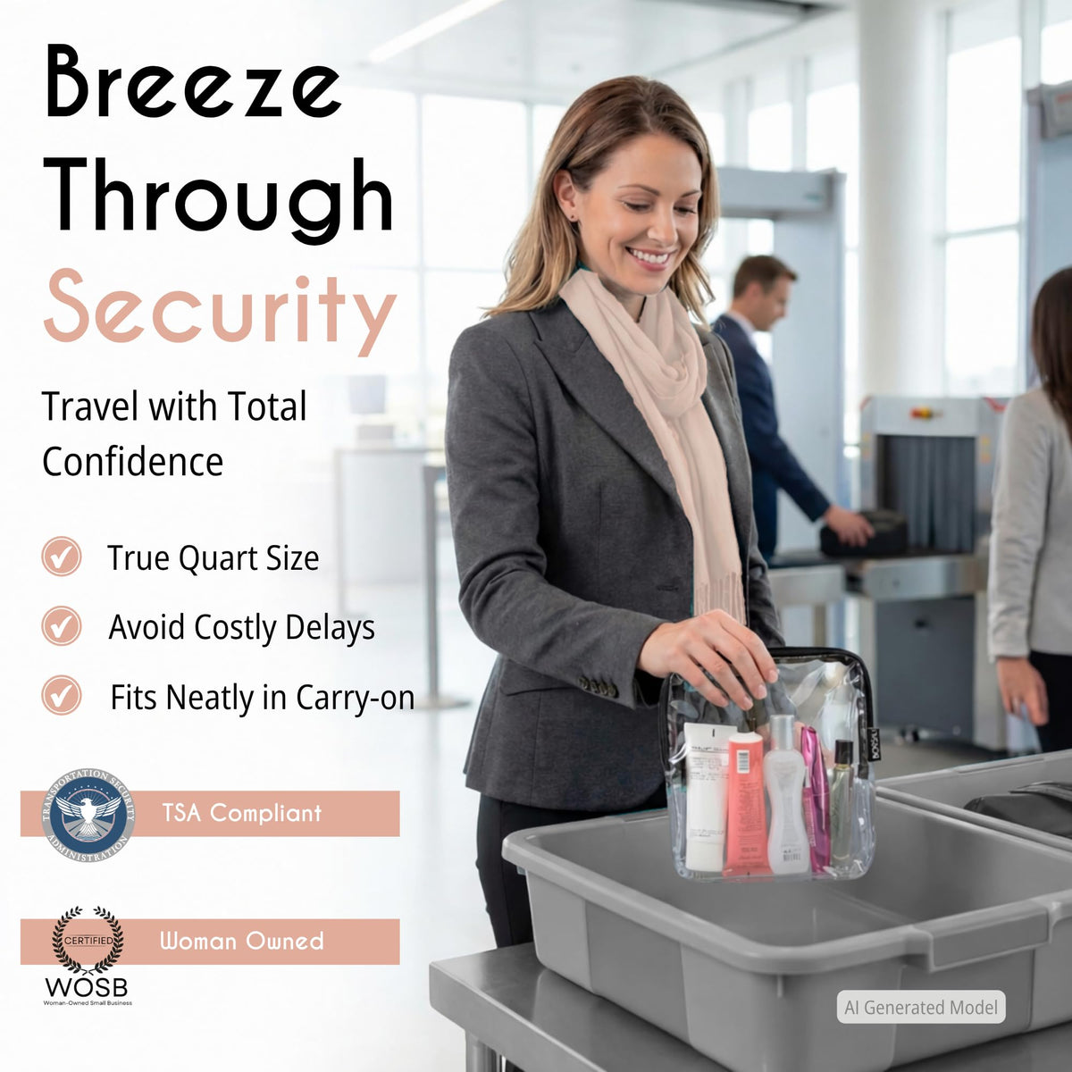 BORSALI TSA Approved toiletry bag with zipper open