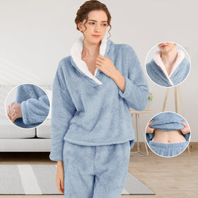 BOSECETA Fluffy Pajamas Set on a cozy bed