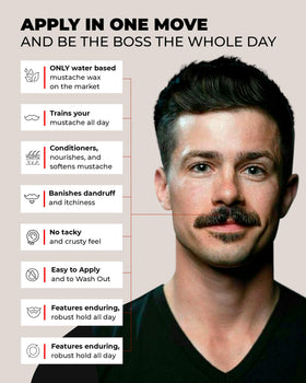 Bossman MUD Mustache Wax 1 oz with application instructions