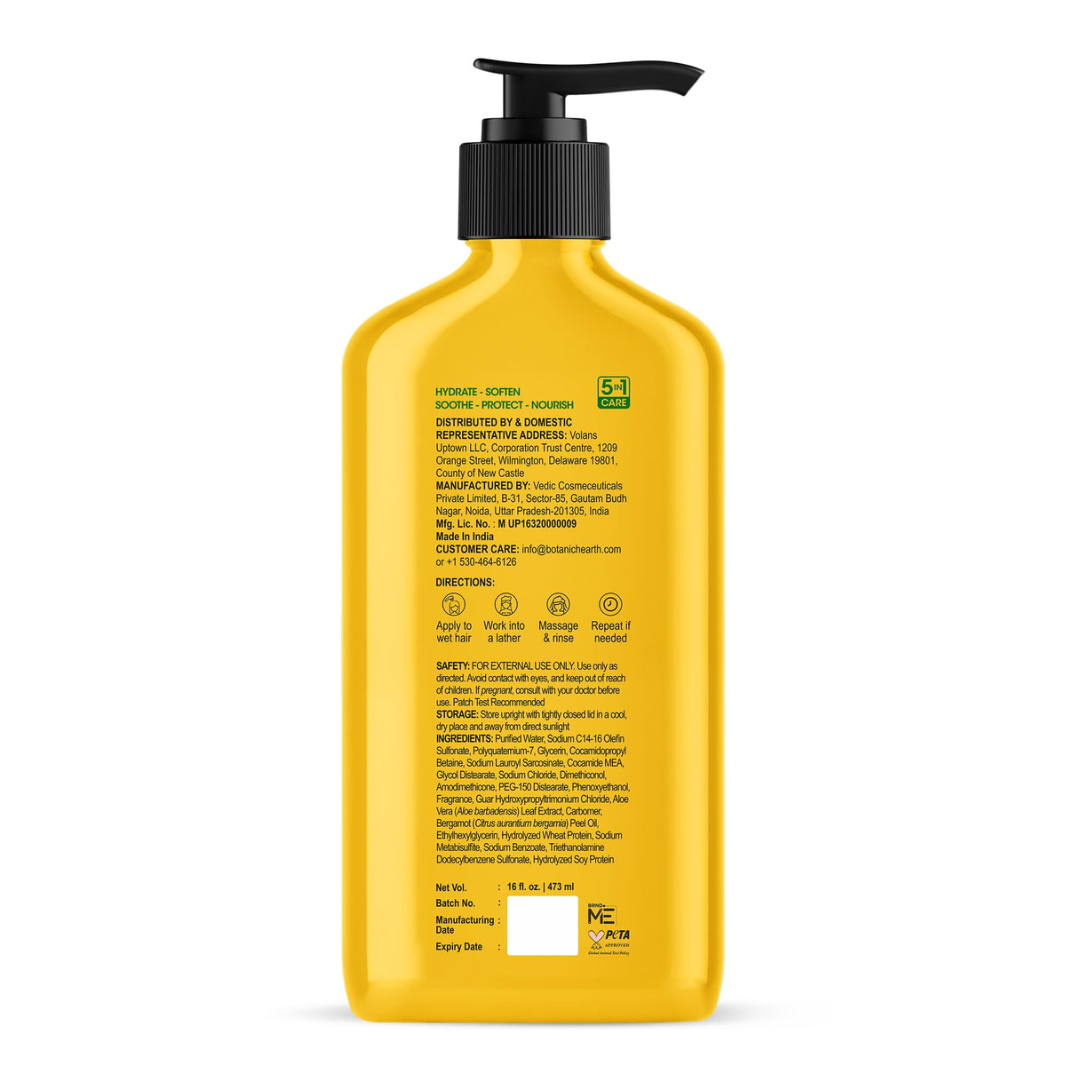 Botanic Hearth Aloe Vera Shampoo ingredients list