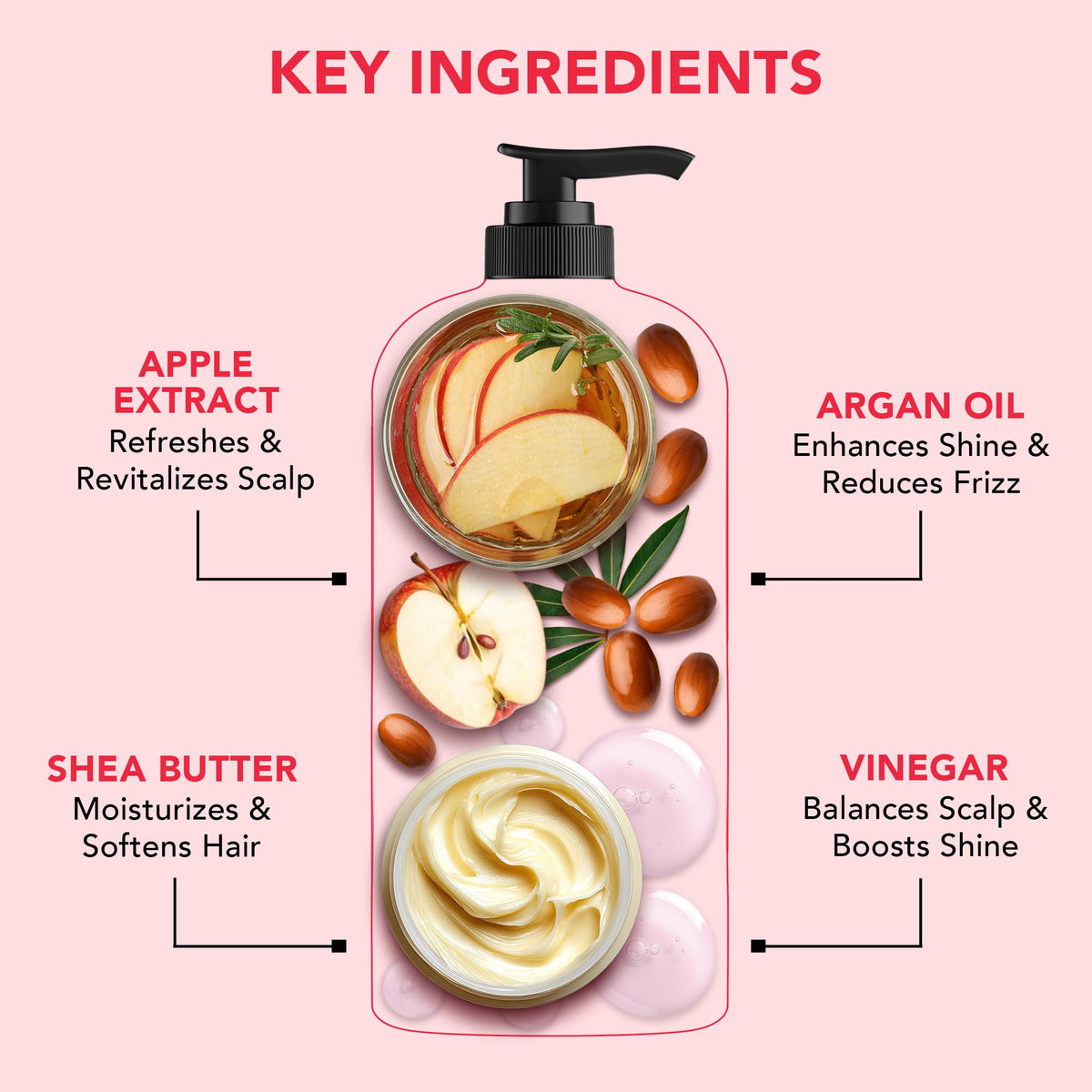 Botanic Hearth Apple Cider Vinegar Shampoo back view with ingredients