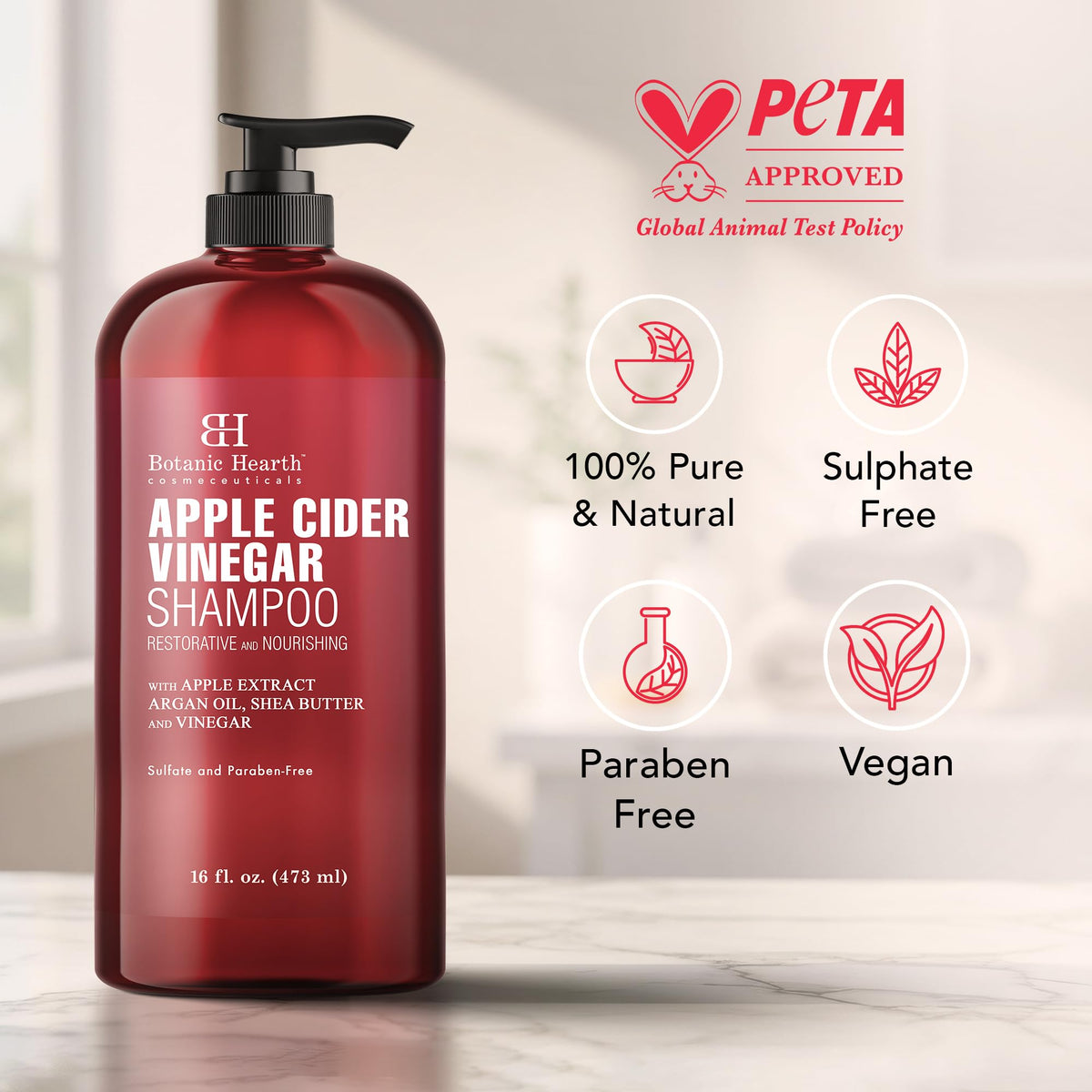 Botanic Hearth Apple Cider Vinegar Shampoo in lifestyle setting