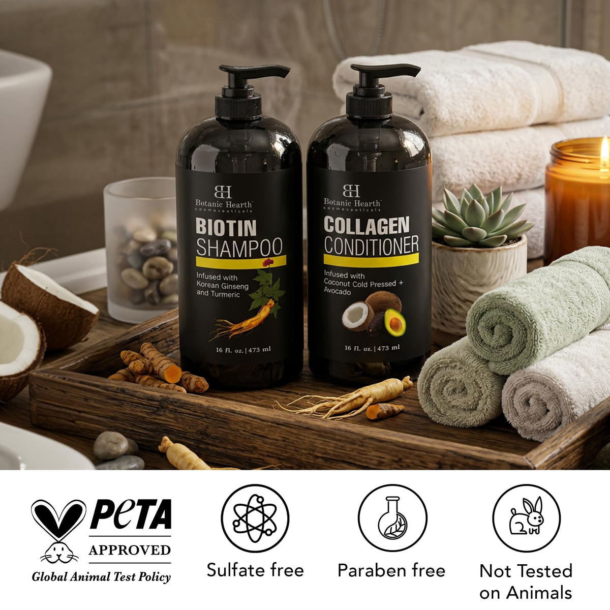 Botanic Hearth Biotin Shampoo and Conditioner packaging