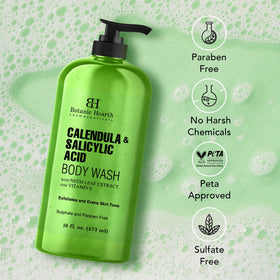 Botanic Hearth body wash with natural ingredients displayed