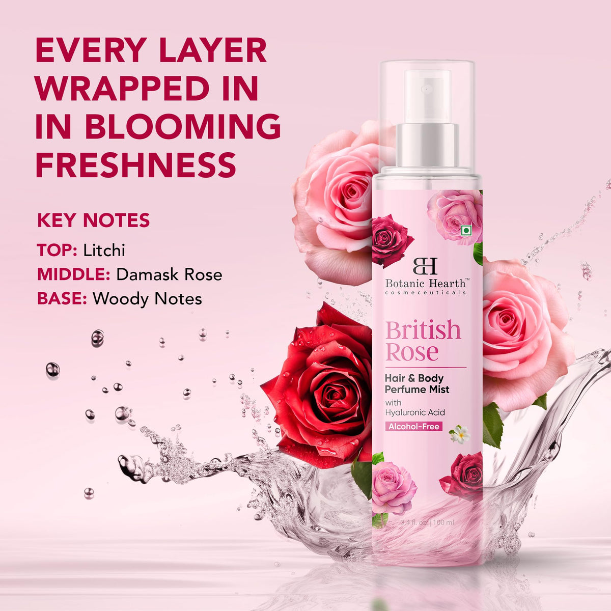 Botanic Hearth British Rose Hair Perfume & Body Mist back view