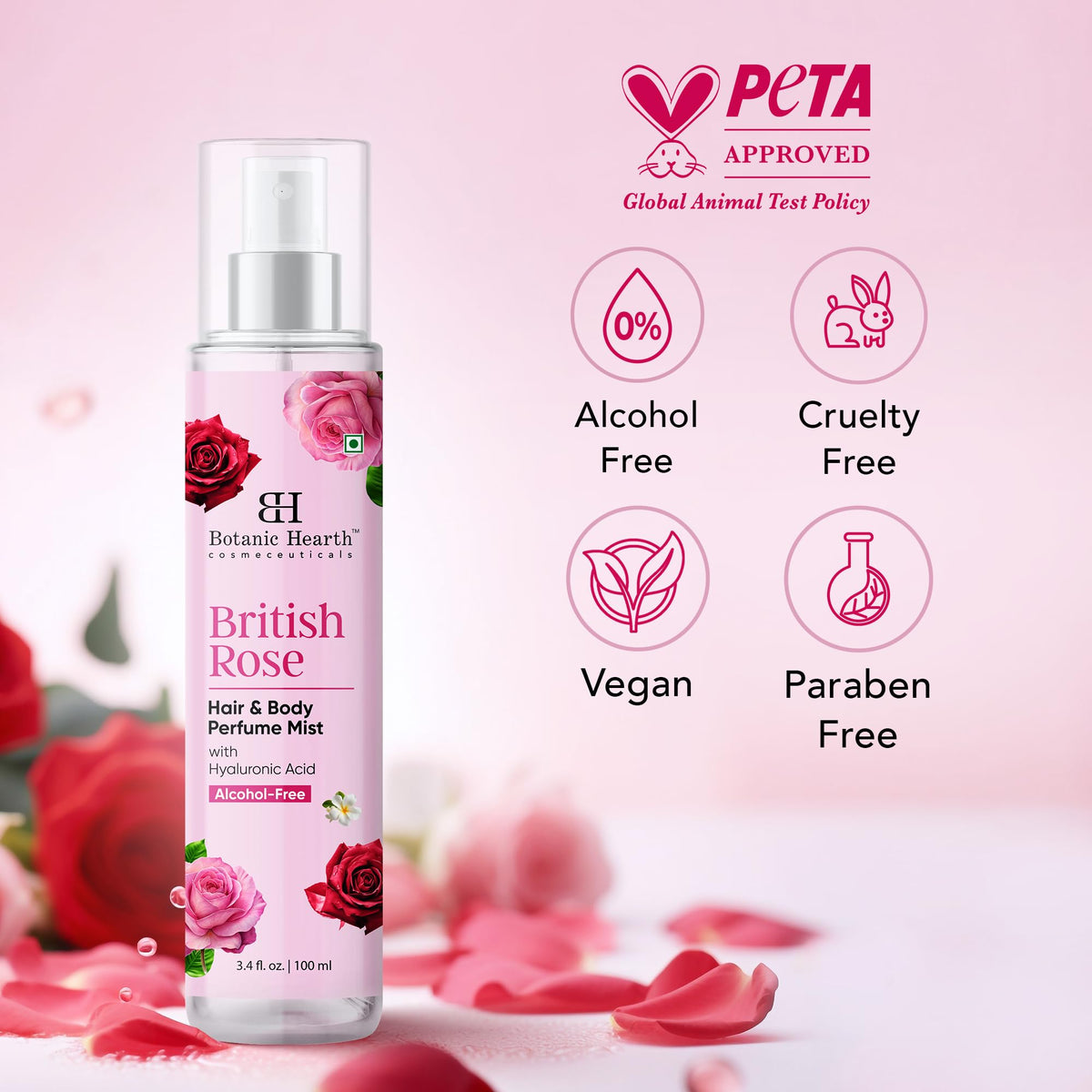 Botanic Hearth British Rose Hair Perfume & Body Mist close-up of spray nozzle