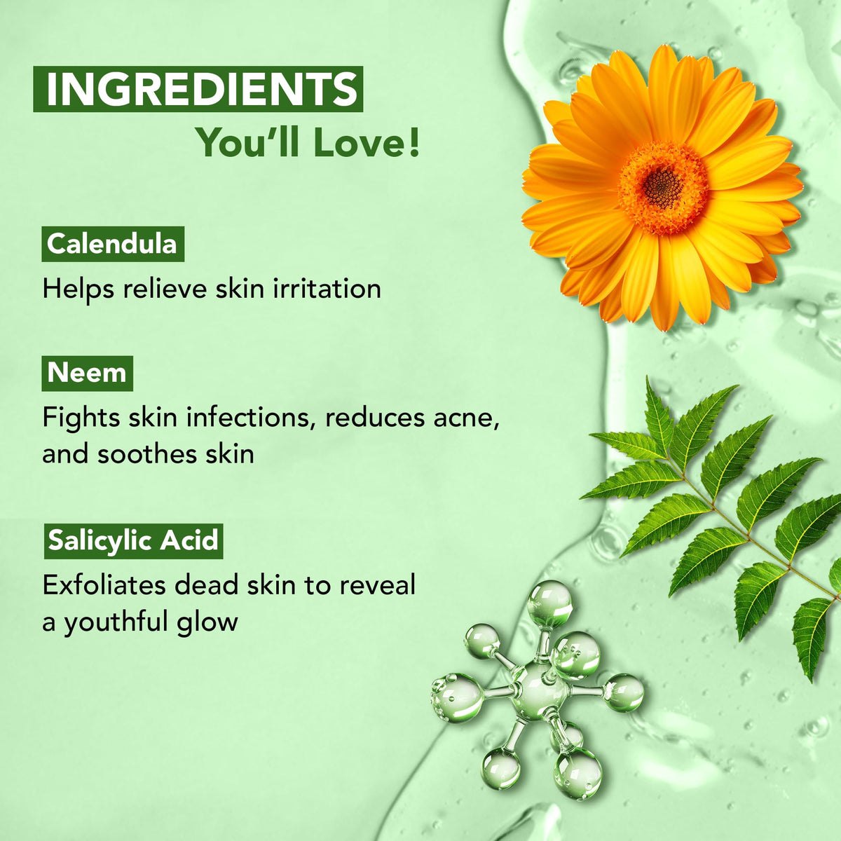Botanic Hearth Calendula & Salicylic Acid Body Wash bottle on a towel