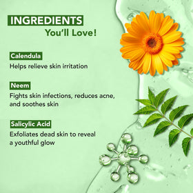 Botanic Hearth Calendula & Salicylic Acid Body Wash bottle on a towel
