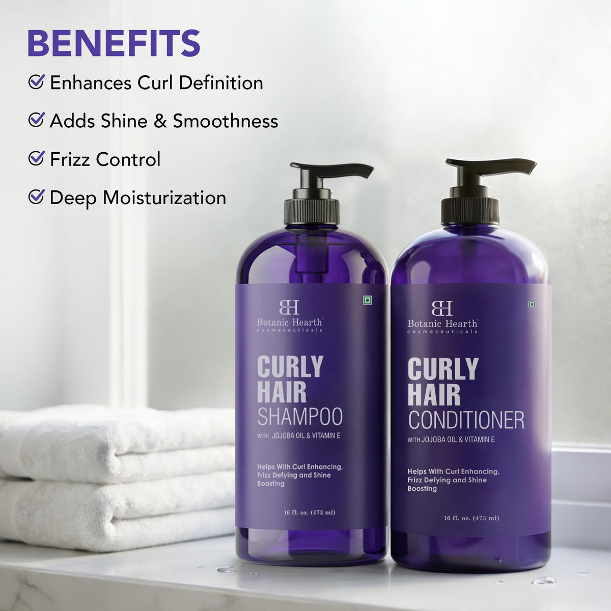 Botanic Hearth Curly Hair Shampoo bottle with jojoba oil