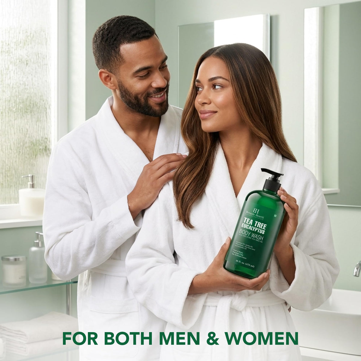 Botanic Hearth Eucalyptus & Tea Tree Body Wash in bathroom