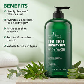 Botanic Hearth Eucalyptus & Tea Tree Body Wash in shower setting