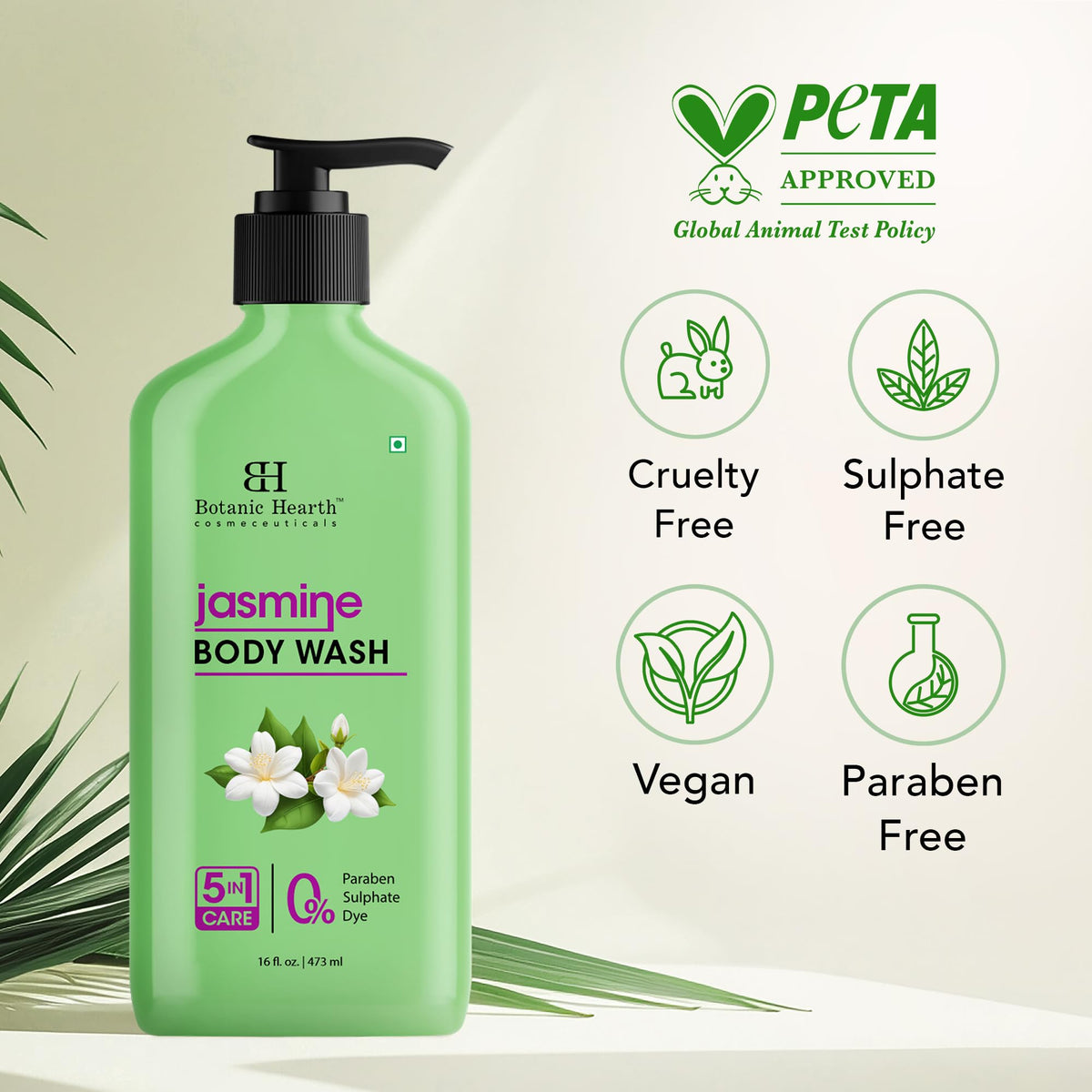 Botanic Hearth Jasmine Body Wash back label details