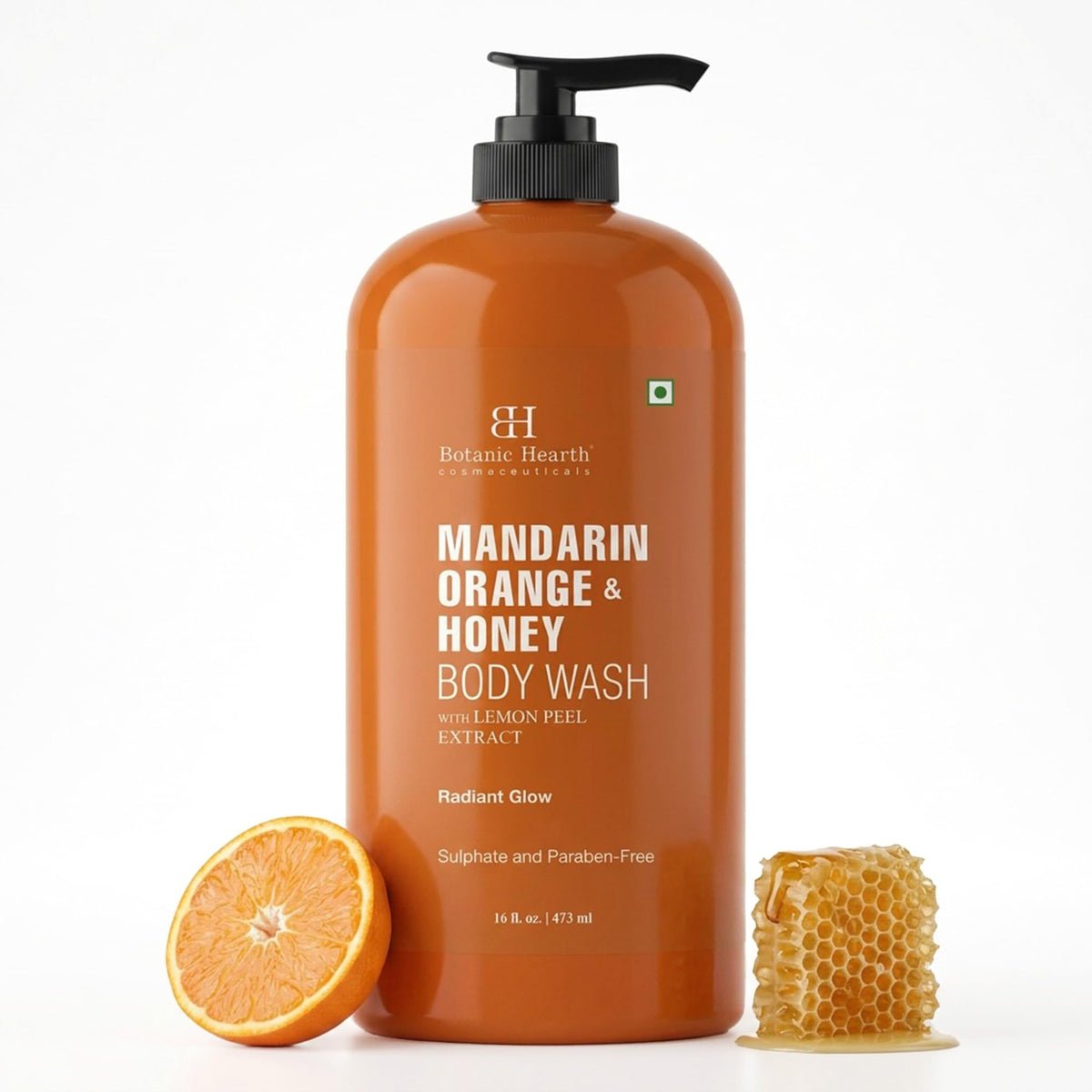 Botanic Hearth Mandarin Orange & Honey Body Wash 16 fl oz front view