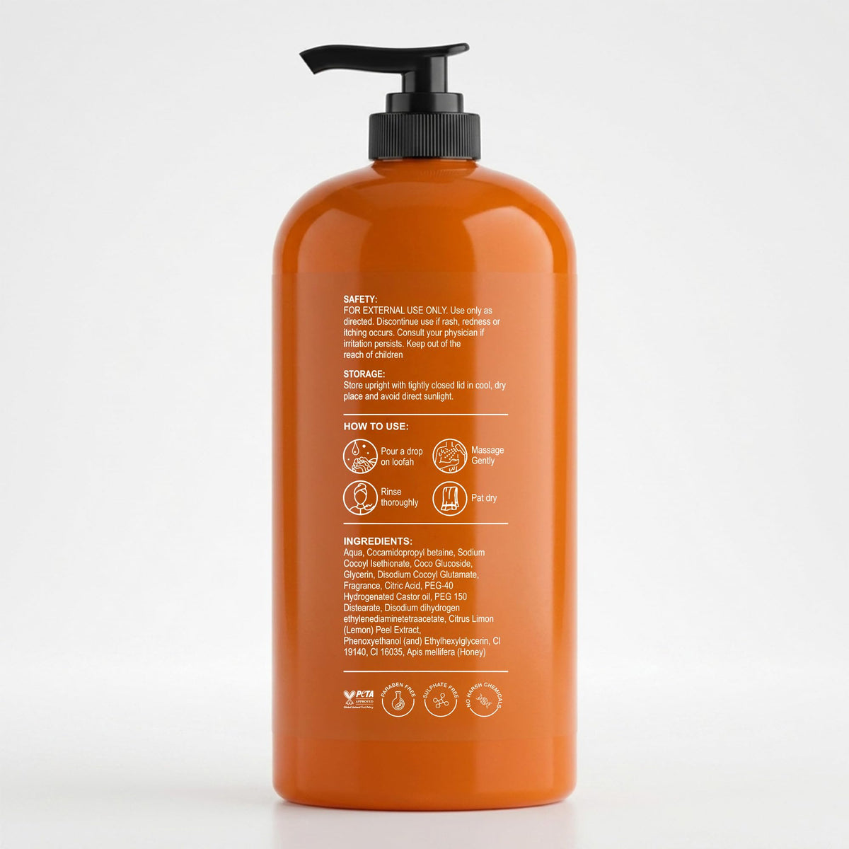 Botanic Hearth Mandarin Orange & Honey Body Wash in a shower