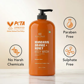 Botanic Hearth Mandarin Orange & Honey Body Wash with ingredients