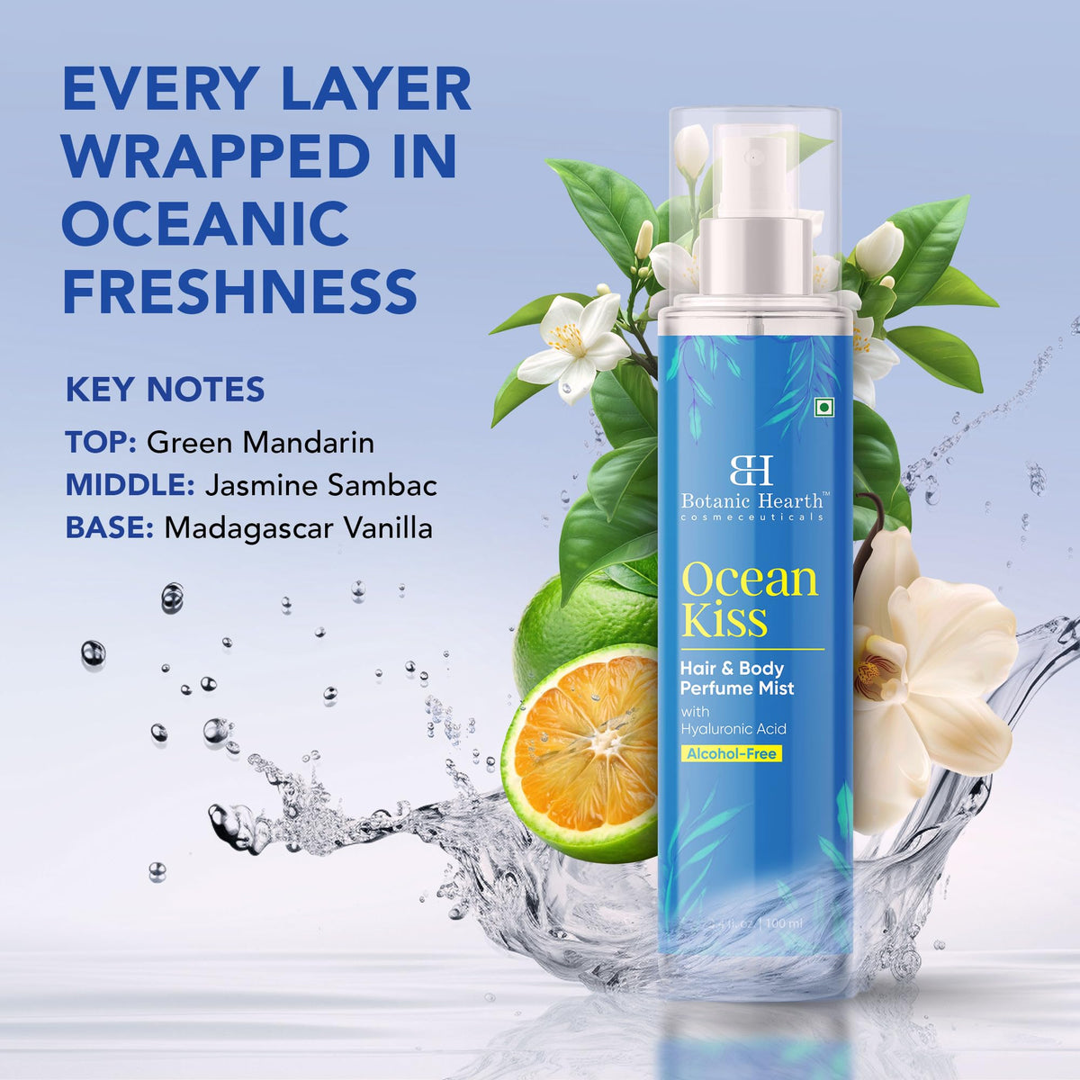 Botanic Hearth Ocean Kiss Hair Perfume & Body Mist bottle with label