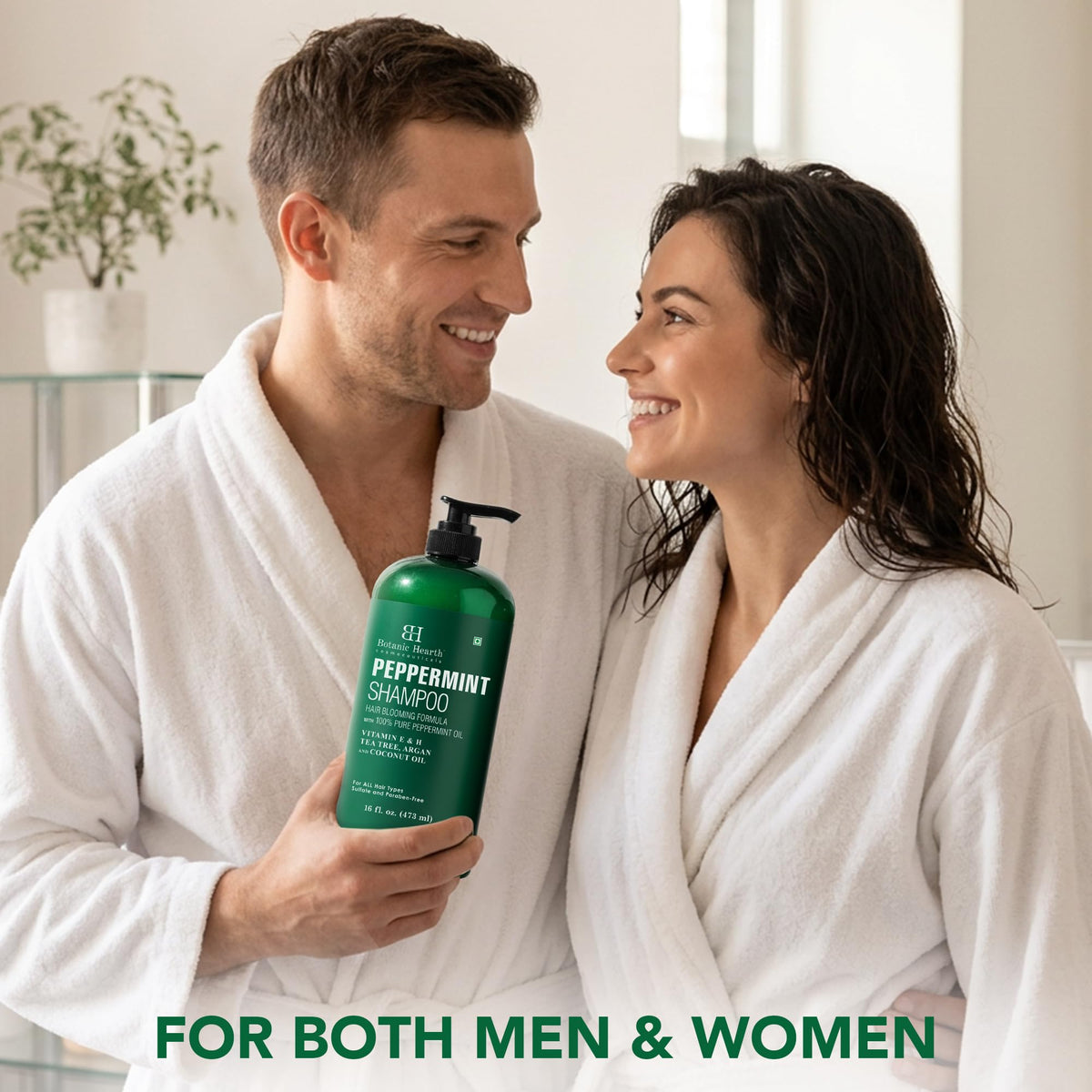 Botanic Hearth Peppermint Oil Shampoo 16 Fl oz with a lather on hair