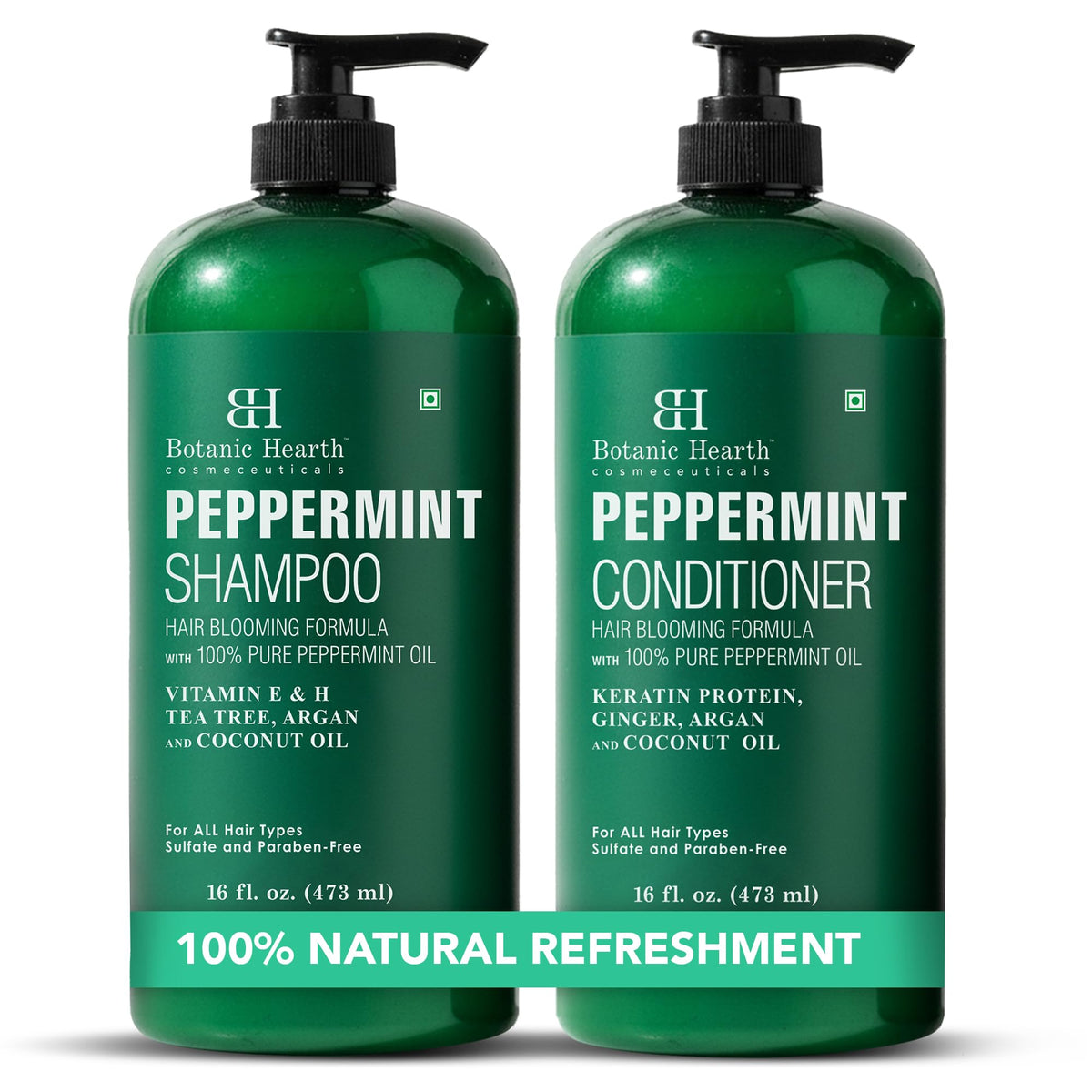 Botanic Hearth Peppermint Oil Shampoo and Conditioner Set front view