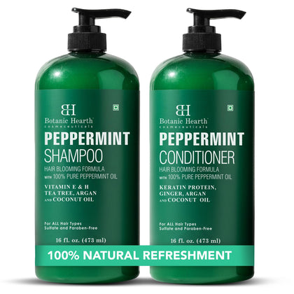 Botanic Hearth Peppermint Oil Shampoo and Conditioner Set front view