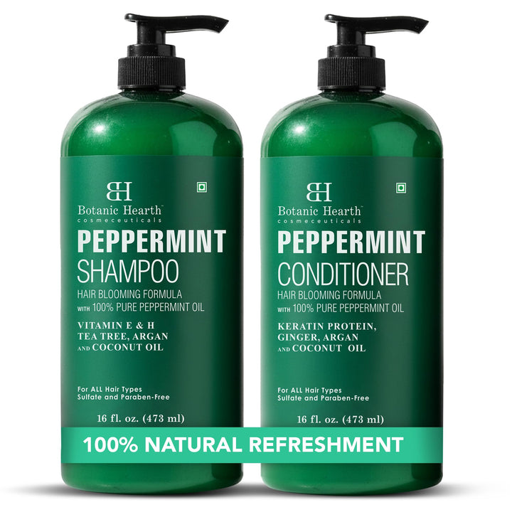 Botanic Hearth Peppermint Oil Shampoo and Conditioner Set front view