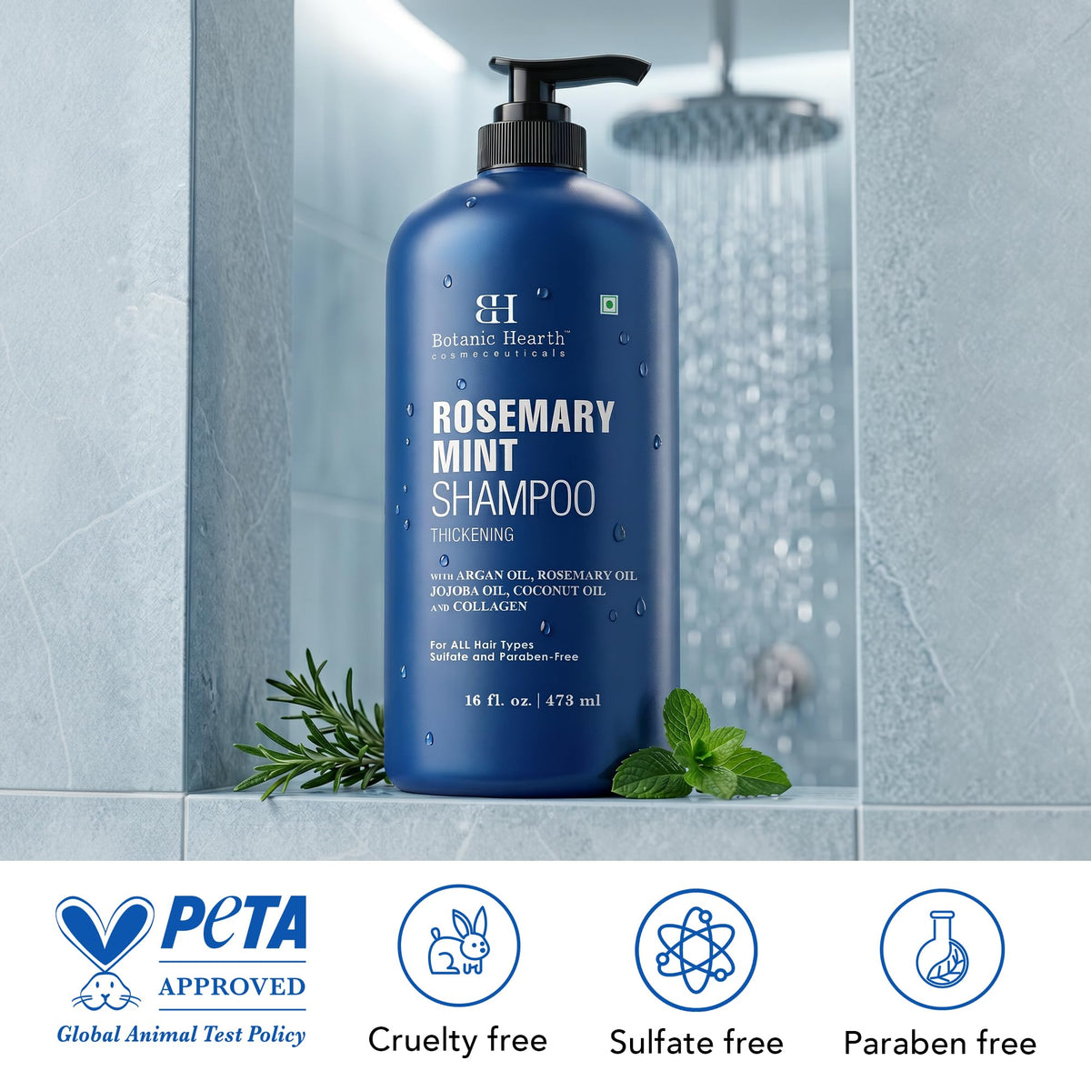 Botanic Hearth Rosemary Mint Shampoo 16 fl oz back view