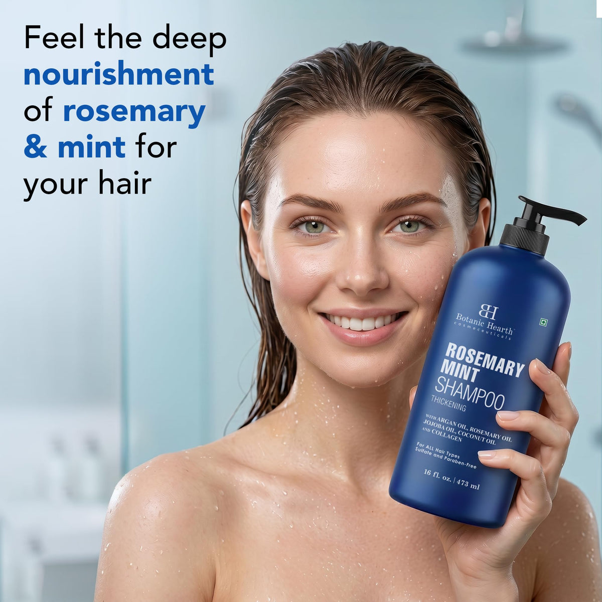 Botanic Hearth Rosemary Mint Shampoo bottle side view