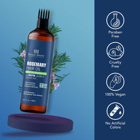 Botanic Hearth Rosemary Oil bottle with herbal background