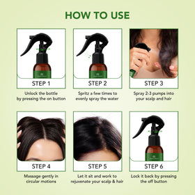 Botanic Hearth Rosemary & Rice Water Hair Growth Spray with ingredients display
